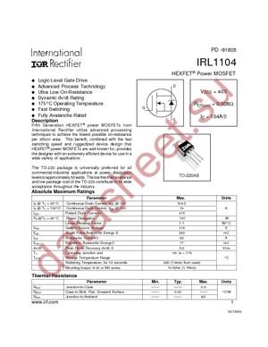 IRL1104 datasheet  